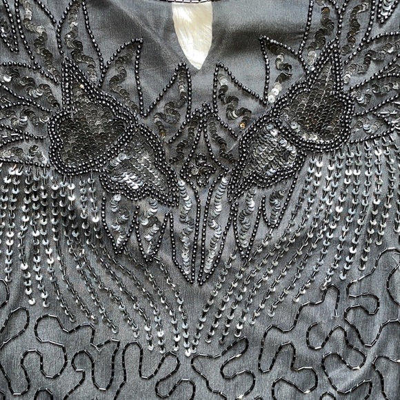 Denise Elle | Vintage 80’s L silk bead and sequin top - Picture 4 of 10